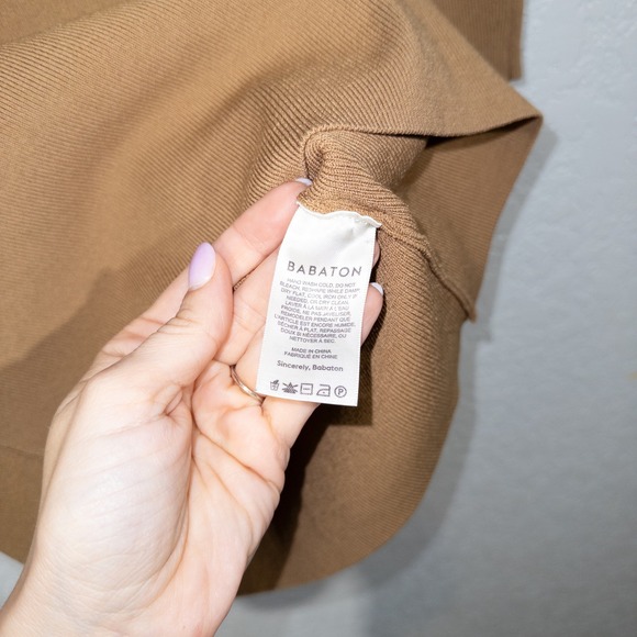 New Aritzia Babaton Camel Tan Rego Sculpt Knit Dress Size Medium - Picture 5 of 8